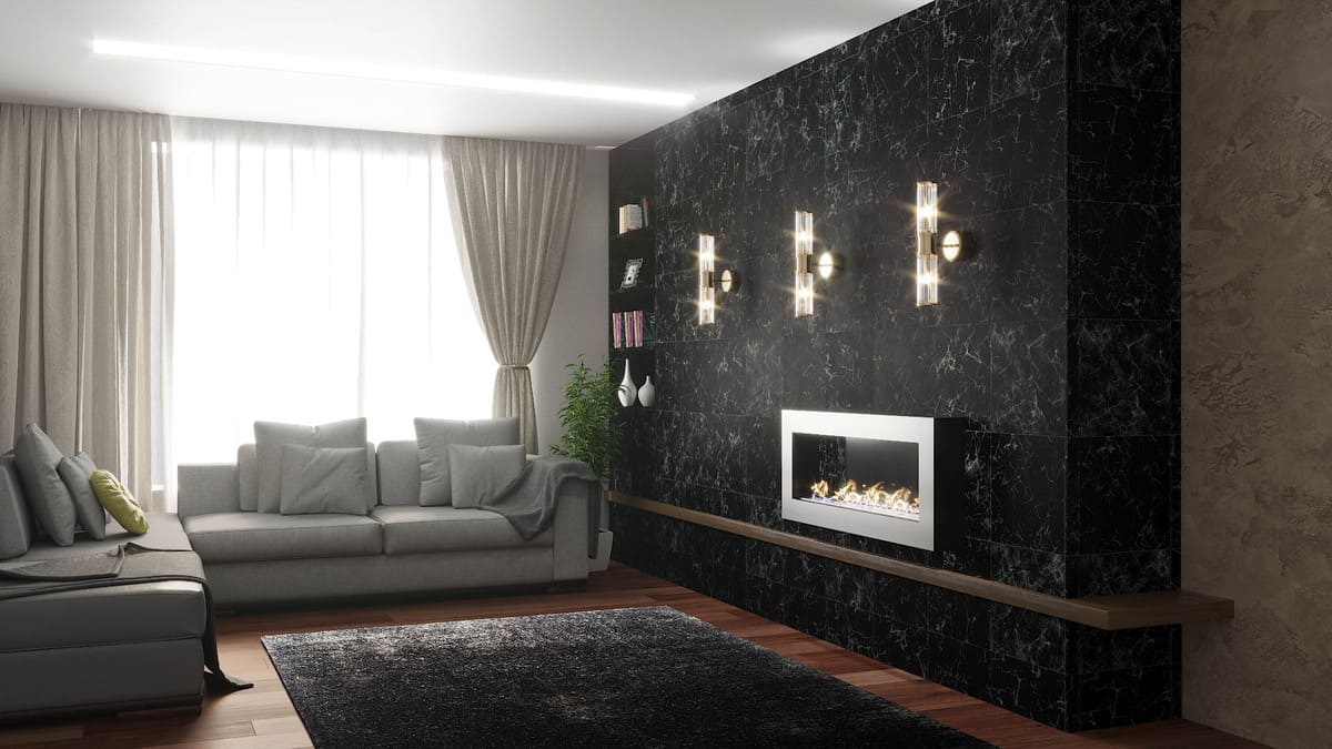 Биокамин "Русский огонь" Хай-тек 1100N настенный с защитным и декоративным стеклом по цене 46 100 руб.