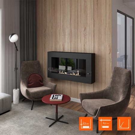 Биокамин SteelHeat WALL GRAND 1200 LITE черный, стемалит по цене 48 300 руб.